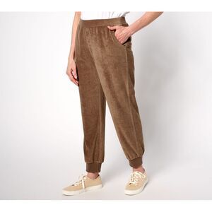 Martha Stewart Women's Pants Sz L Signature Knit Jogger Ankle Brown A685867